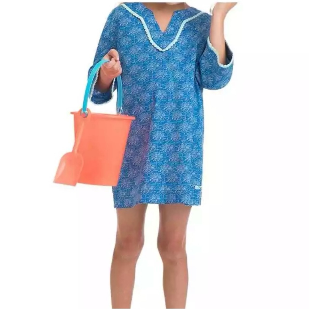 Vineyard Vines Blue Palmetto Print Tunic Style Swim Cover Up Preppy Coastal